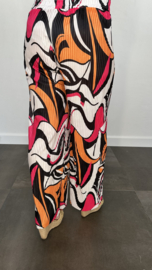 Plisse broek met wijde pijp FANTASIA oranje SALE