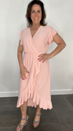 Stretch overslag jurk roze