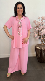 2-Delig pak met v-hals en sjaaltje Pink