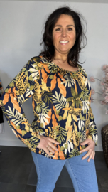 Ballon shirt met elastiek Panter palm marine