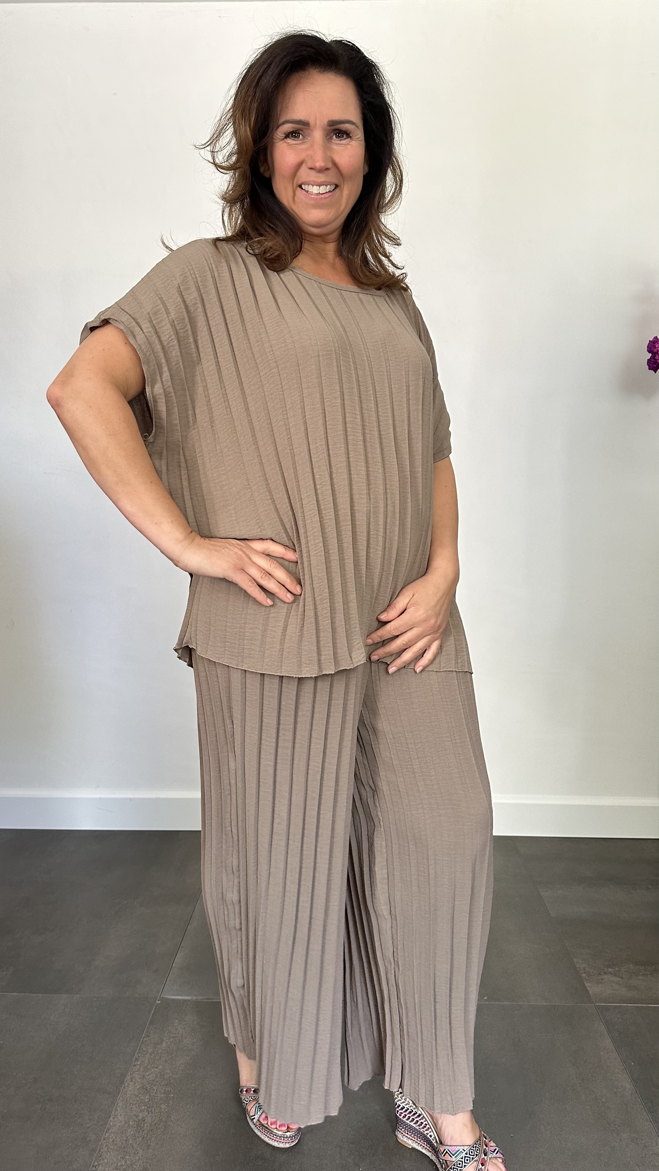 2-Delig pak Plissé taupe