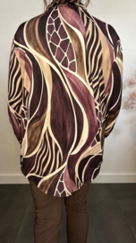 Stretch blouse soft Animal mix Aubergine