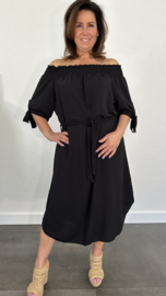 Jurk boho met strikjes zwart SALE