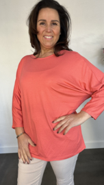 Shirt Debby met vleermuismouw koraal