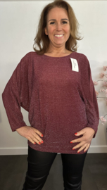 Top Lucy zilver sparkle Bordeaux