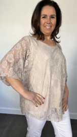 Kanten blouse charlotte +SIZE zand SALE