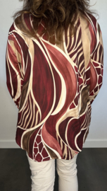 Stretch blouse soft Animal mix Bordeaux
