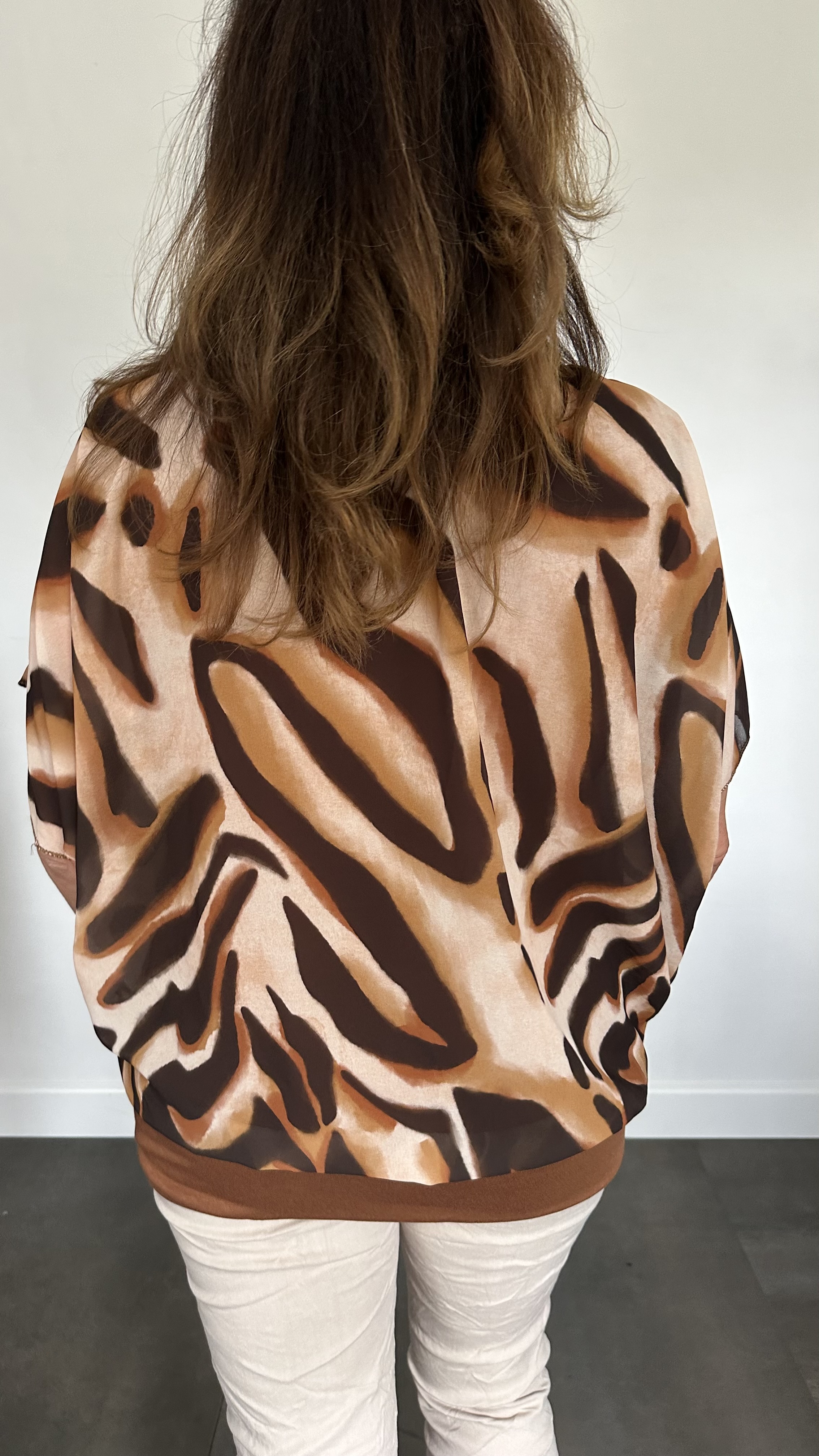 Blouse met boord lava cognac
