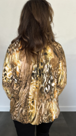 Ballon shirt met elastiek safari oker (+size)