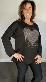 Sweater glitter j'adore zwart
