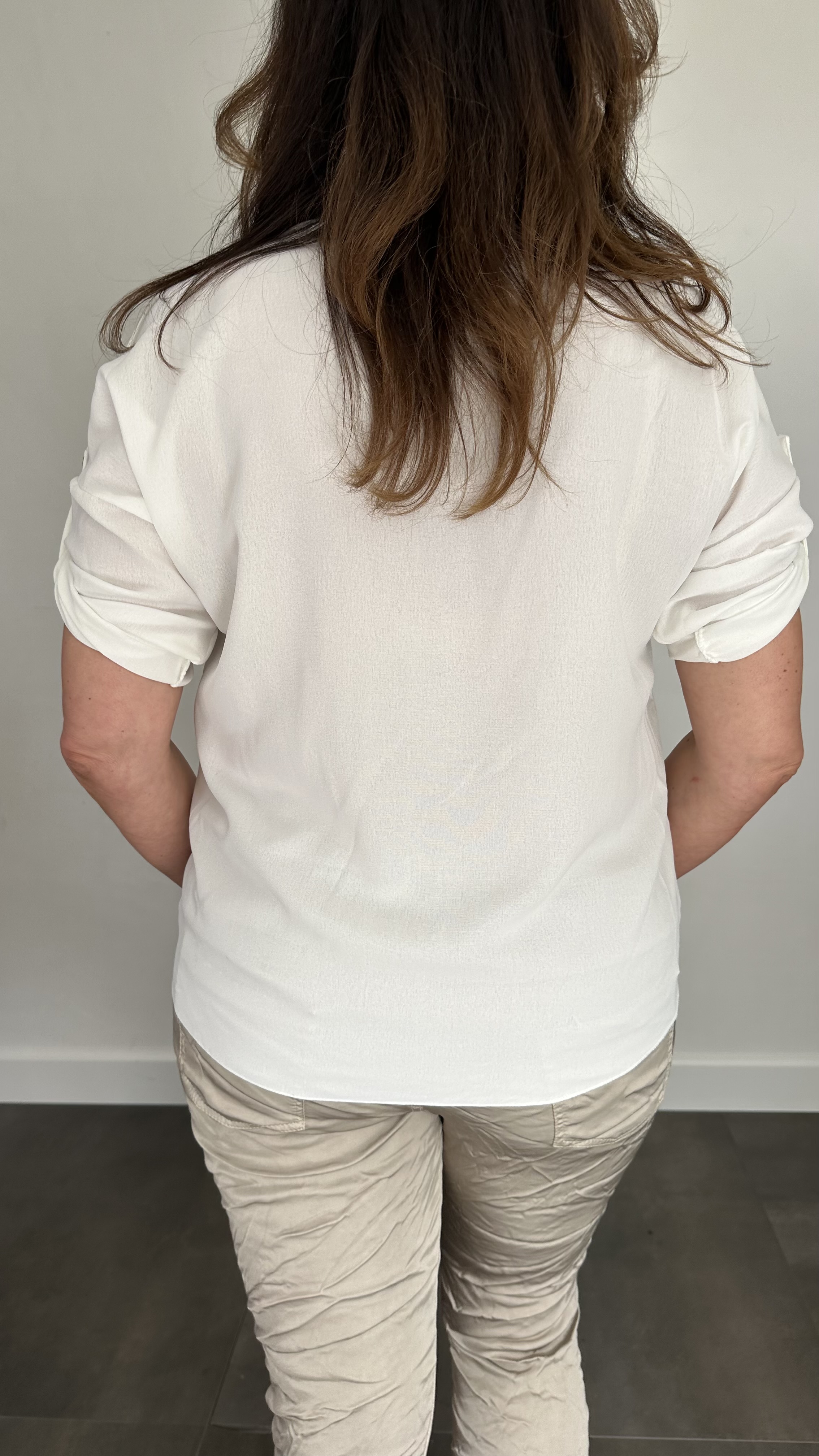 Blouse tessy met knoop ecru