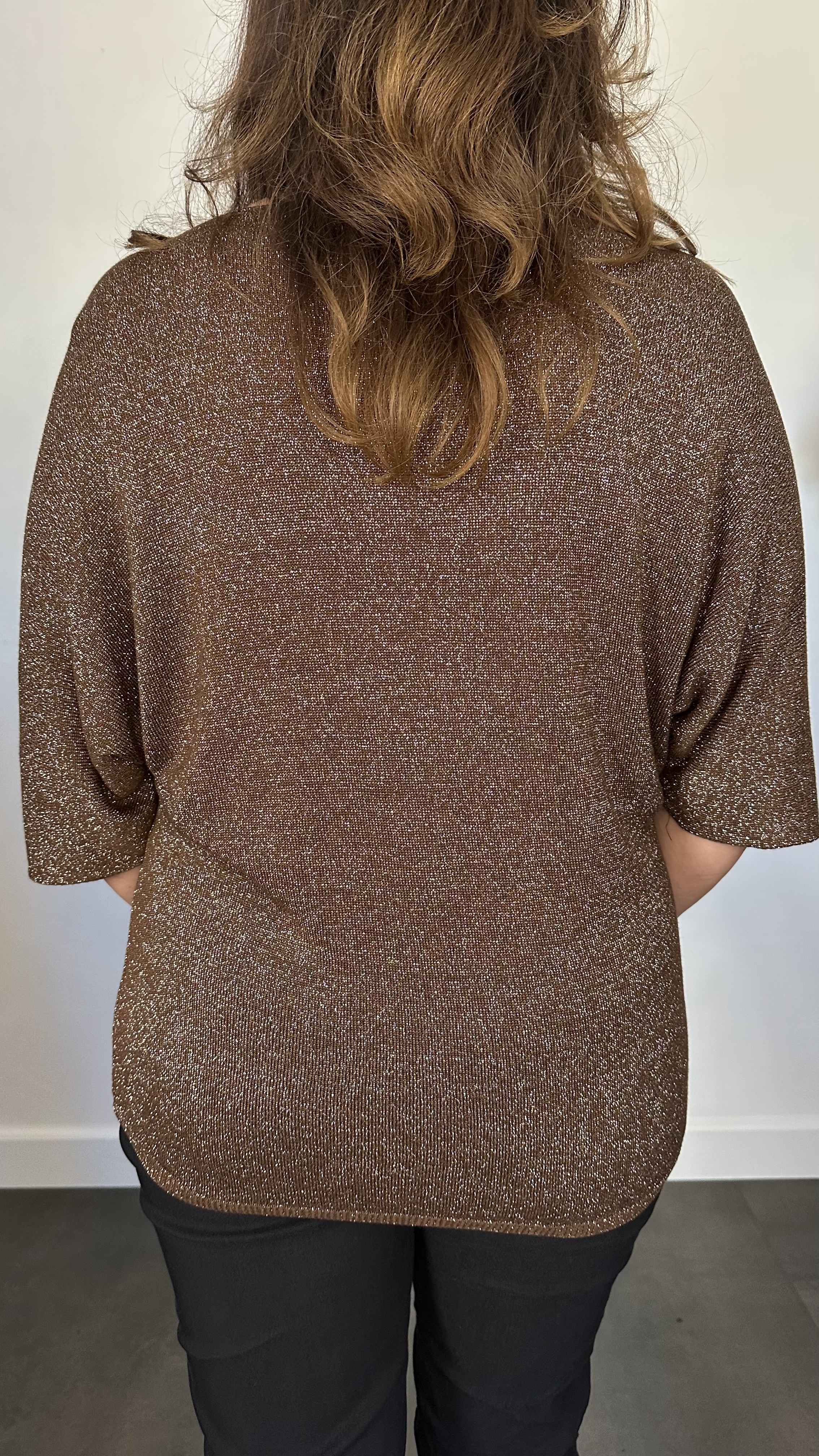 Trui silver sparkle donker bruin