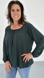 Ballon shirt travel met elastiek donker groen