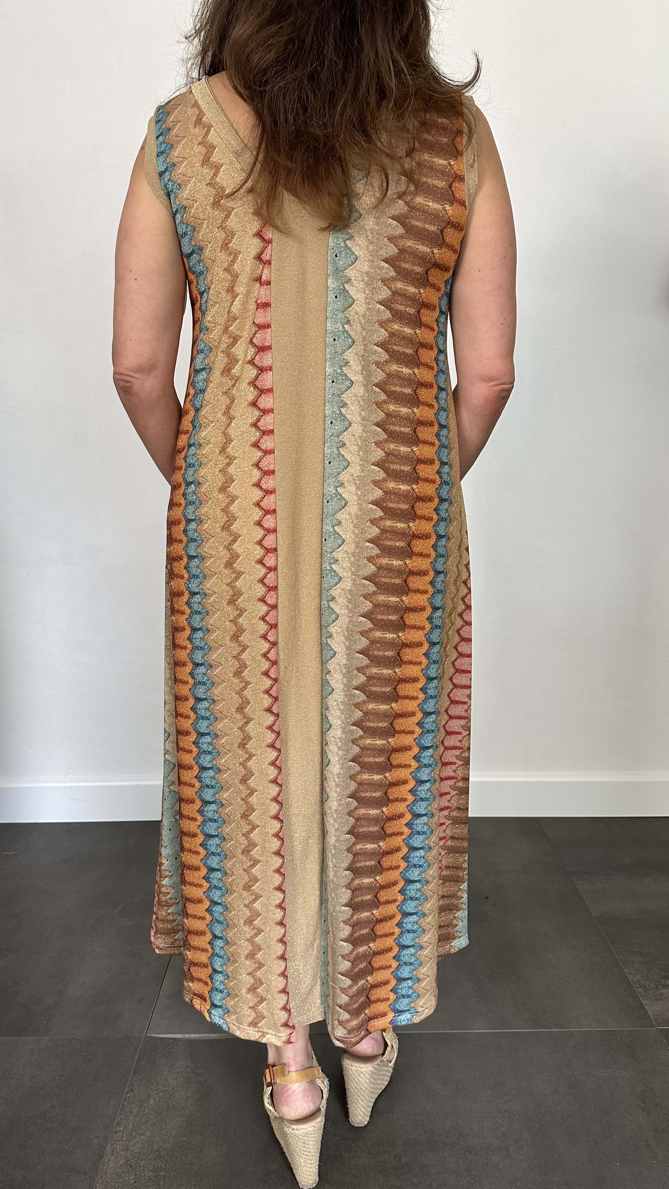 Jurk Vianna bruin/oranje/blauw