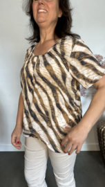 Ballon shirt met elastiek Zebra bruin