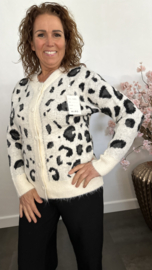 Gebreid vest Panter Ecru