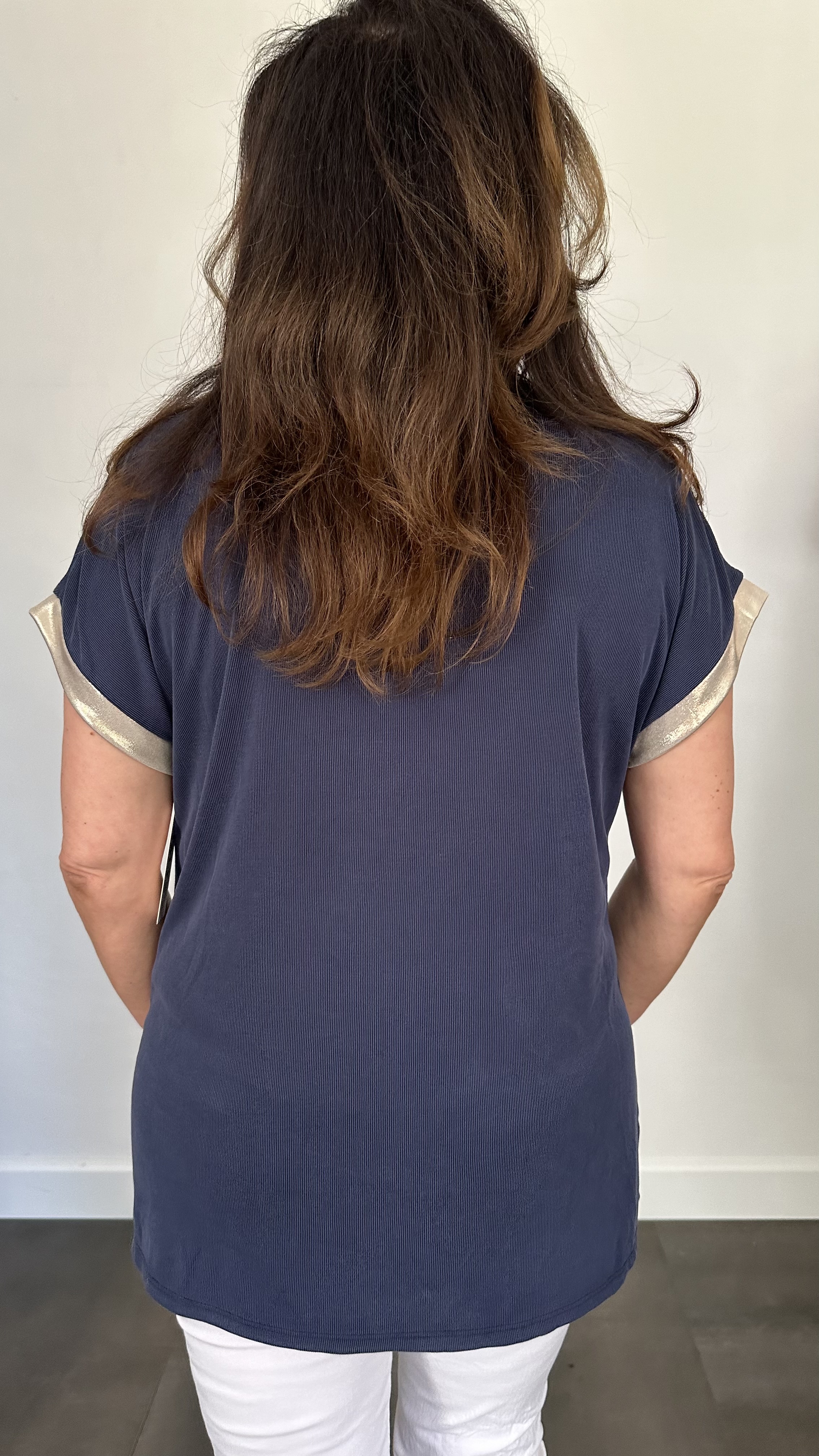 Shirt Milou goud/ marine
