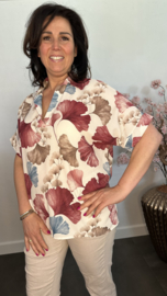 Blouse Milou gebloemd donker roze