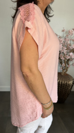 Shirt Nora kant +ketting Roze