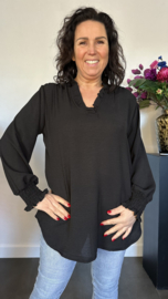Crepe blouse Leonie met ruche Zwart