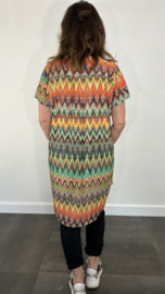 Tuniek liz korte mouw zigzag groen /oker