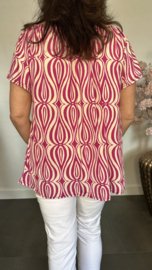 Shirt met koord travel elips waves fuchsia