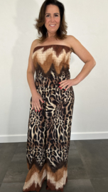 Strapless jumpsuit panter camel