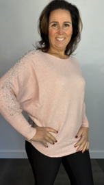 Trui Holly met vleermuismouw oud roze