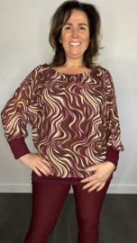 Blouse met boord ocean waves bordeaux