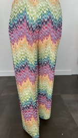 Plisse broek met wijde pijp ZIGZAG groen SALE