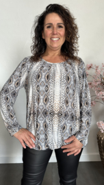 Ballon shirt met elastiek Snake grijs/wit