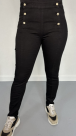 G-smack high waist jeans/ gold button black