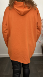Sweater met capuchon/ glitter hart Pompoen