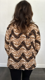 Ballon shirt met elastiek tijger wave camel (+size)