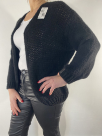 Kort grof gebreid vest zwart
