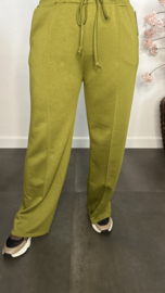 Palazzo broek Mirjam met siernaad Olijf groen