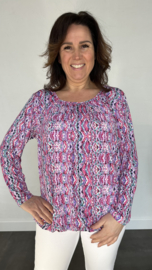 Ballon shirt travel met elastiek fantasy zig zag lila