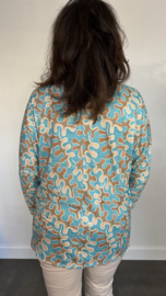 Shirt Debby fantasy met vleermuismouw turquoise SALE