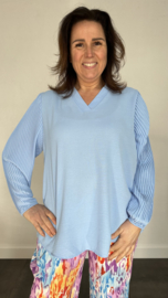Blouse Tina met plissé pofmouw ijsblauw
