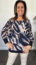 Blouse met boord lange mouw +Size Extra Lava marine