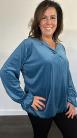 Velvet top Bianca +SIZE petrol