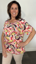 Ballon shirt met elastiek peacock ecru (+size)