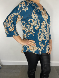 Shirt Lieke met v-hals versailles petrol SALE