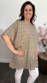 Broderie shirt Fiona taupe