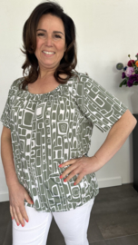 Ballon shirt met elastiek blocks army (+size)