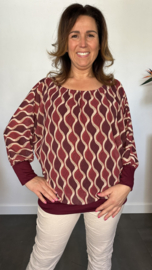 Blouse met boord wavy bordeaux