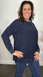 Fijn gebreide trui Sparkle met zakjes Marine
