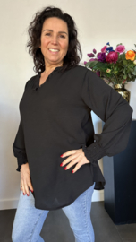 Crepe blouse Leonie met ruche Zwart