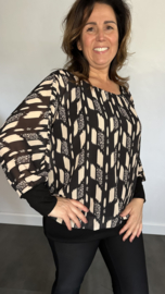 Blouse met boord tracks zwart