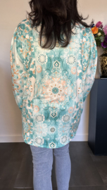 Soft shirt met v-hals en pofmouw Lotus turquoise